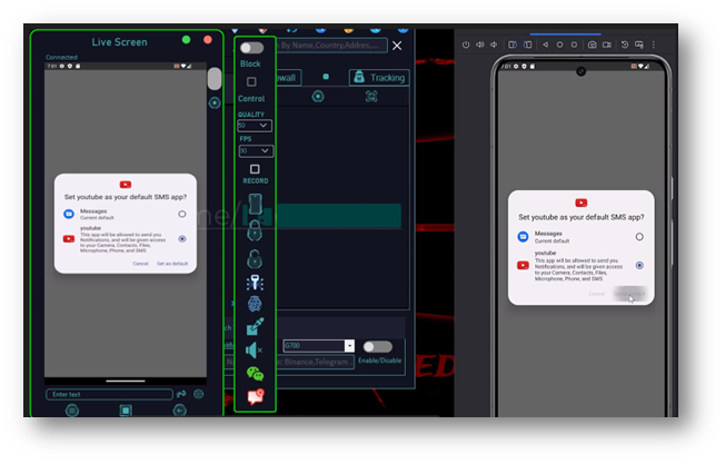 Craxs RAT v8.0 Mobile Interface - Live Screen Monitoring and Control Panel